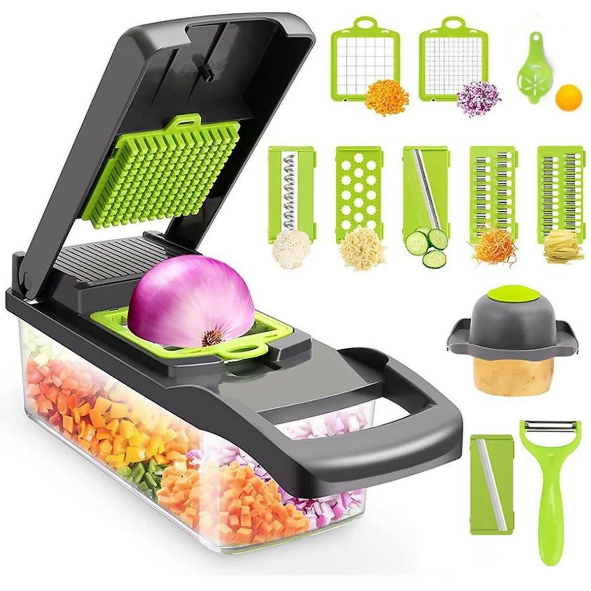 14-in-1 Multi-Function Vegetable and Fruit Chopper, Slicer, Dicer, and Grater