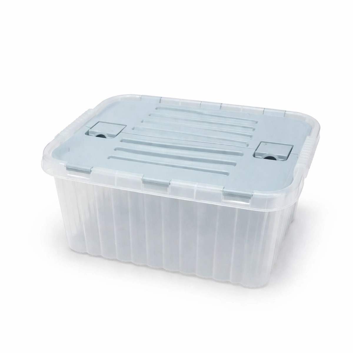 20030 Clear Storage Box 10 L Split Lid Plastic Container with Dual Opening Design Transparent