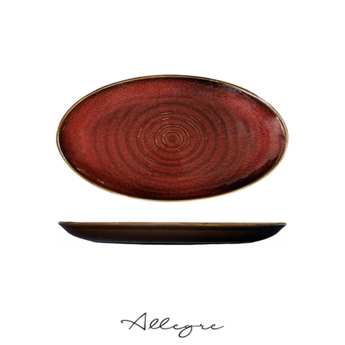 10.75 in. Oval Dinner Plate/ Serving Plate for 3 to 4 Persons - Harmony Crimson