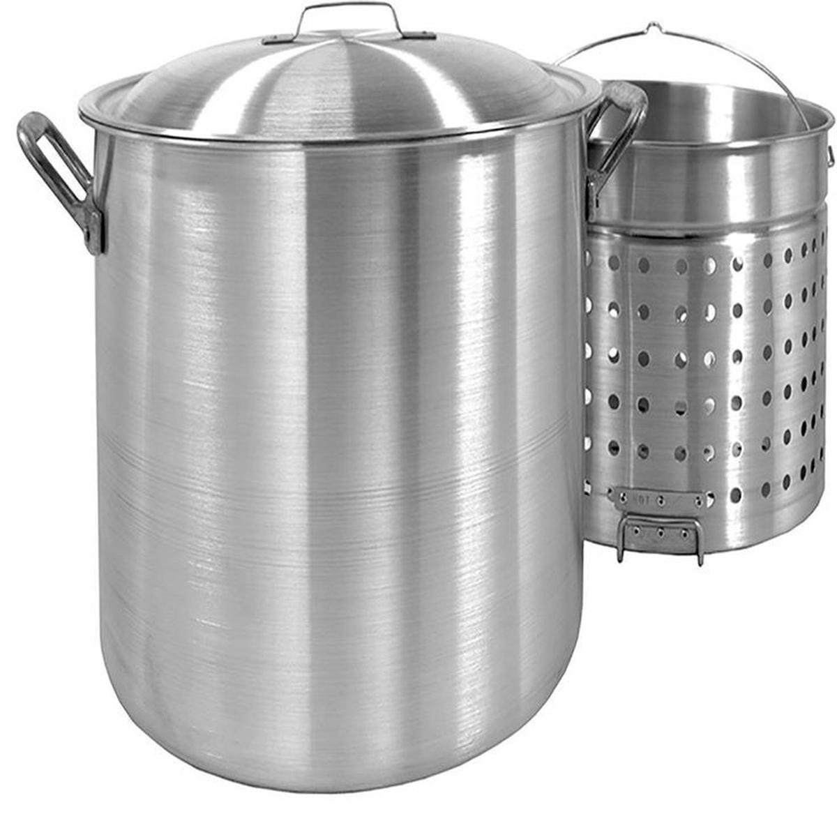 120 qt Aluminum Stock Pot in Silver with Lid