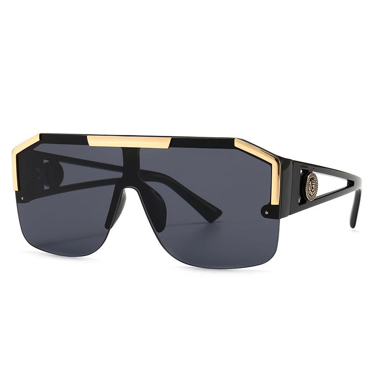 Brand Design Oversized Square Sunglasses Men Women Vintage Metal Big Frame Semi-Rimless Sun Glasses Shades UV400