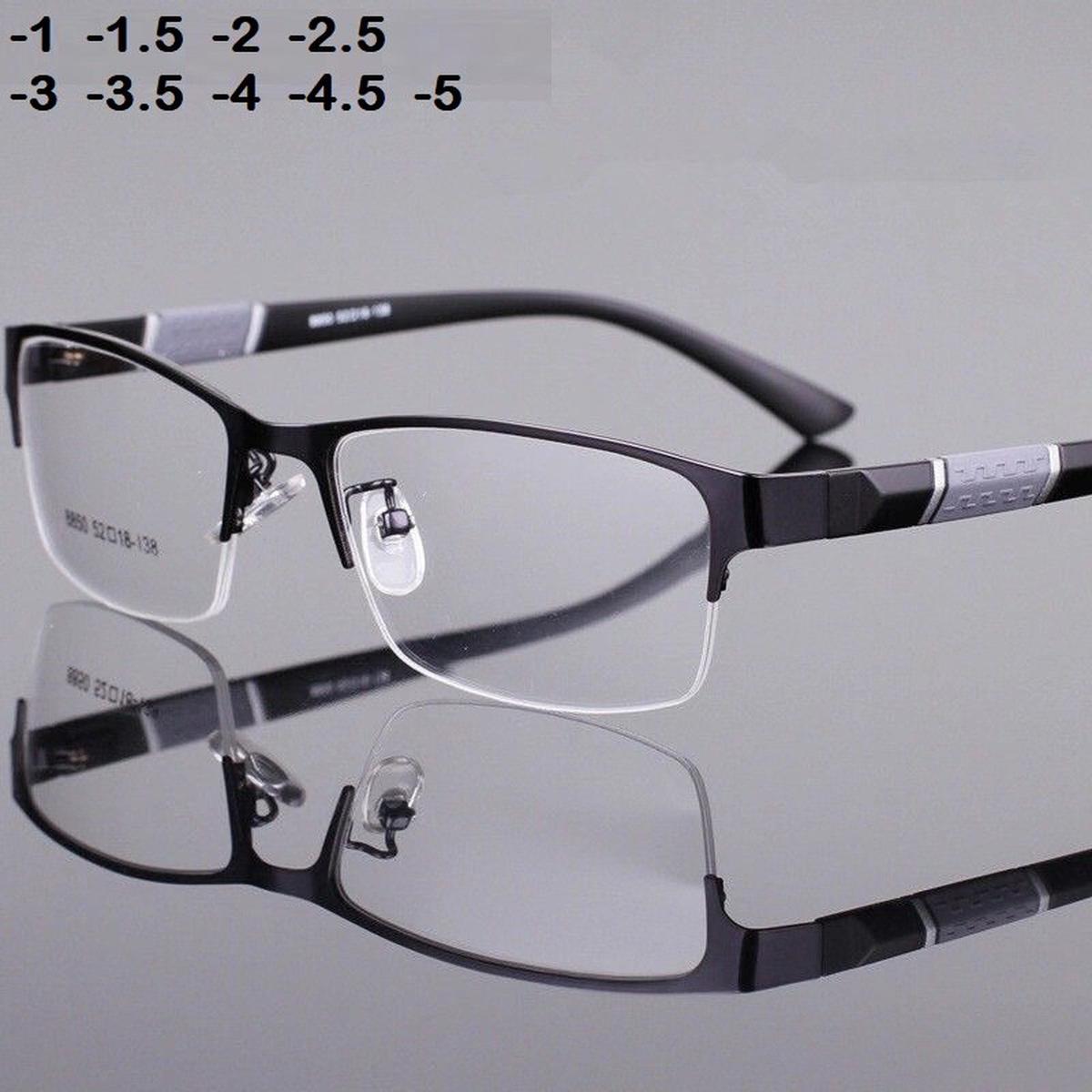 -1 -1.5 -2 -2.5 -3 -3.5 -4 -4.5  Myopia Glasses Men Retro Metal Frame Square Students Myopia Glasses Frame
