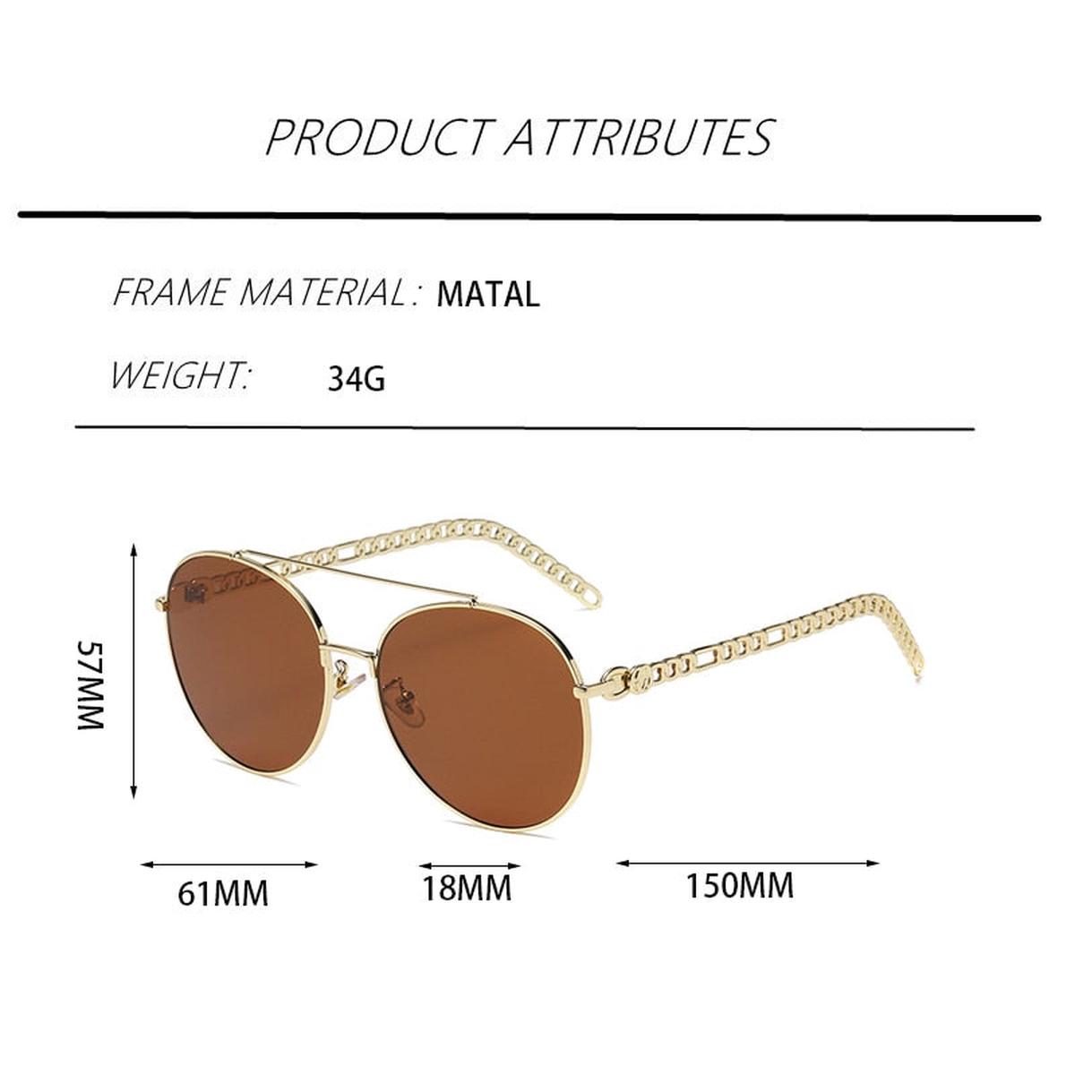 2022  Round Border Upper and lower Mirror Beam Sunglaasses Women Retor Chain Temple Metal Material Sun Glasses Men gafas UV