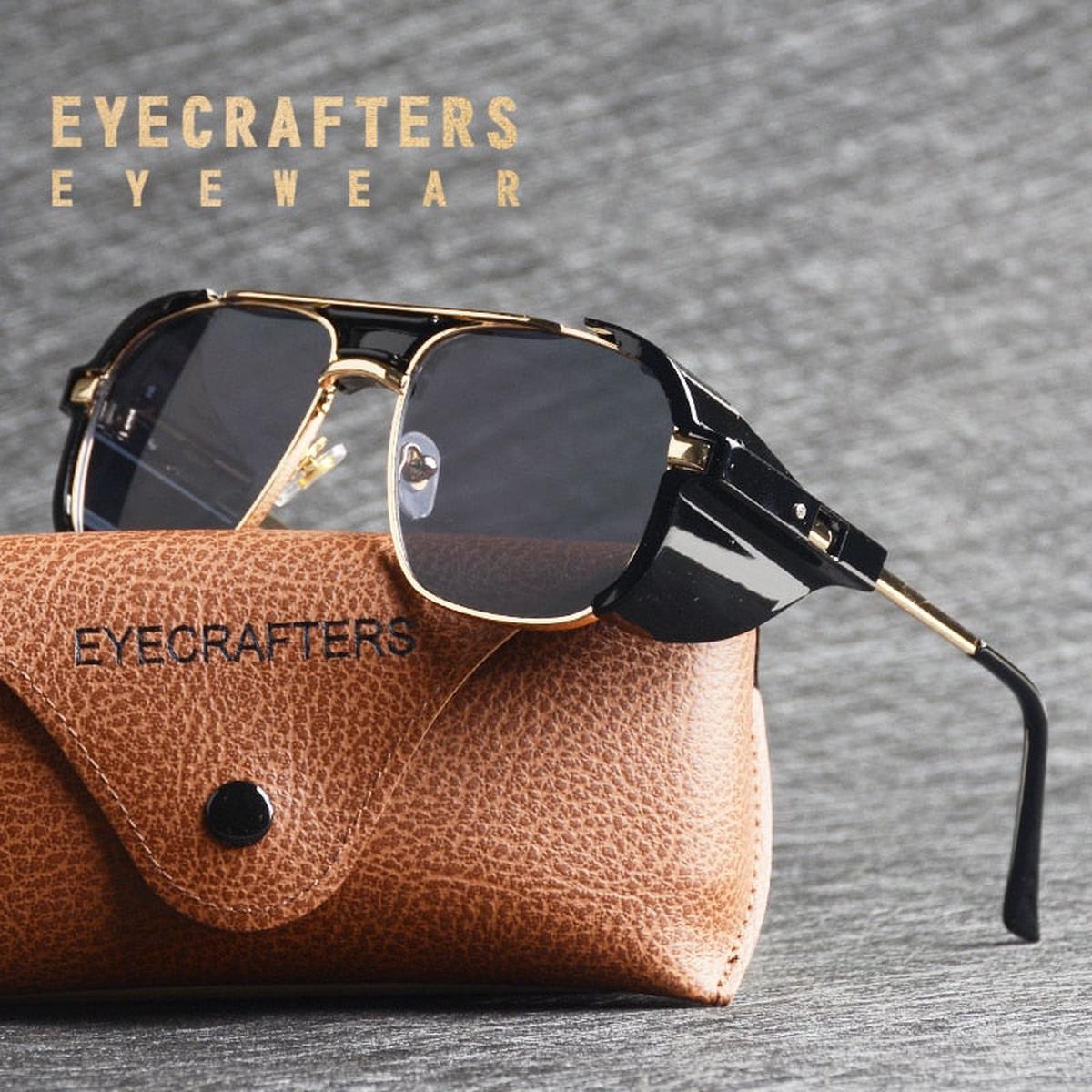 2022 Women Men Steampunk Sunglasses Retro Shades  Side Shields Style Square Metal Sun Glasses Goggles Punk UV400