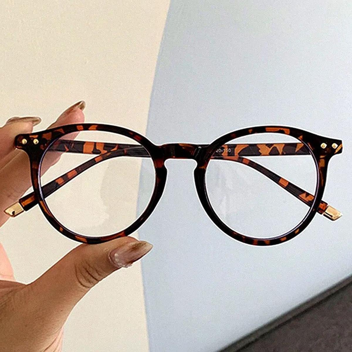 1Pc Fashionable Leopard Anti-blue Light Glasses Frame for Women Vintage Blue Light Computer Men Spectacle Round Optical Eyewear