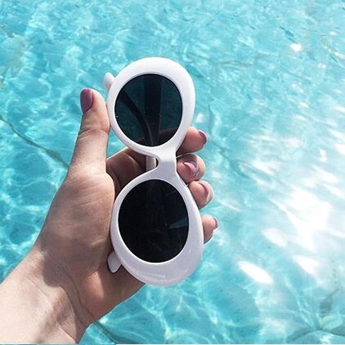 2023 goggle Kurt Cobain glasses oval sunglasses ladies trendy  Vintage retro sunglasses Women's white black eyewear UV