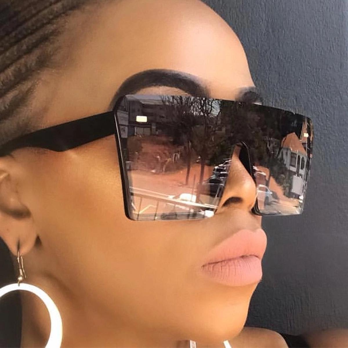 2022 Flat Top Oversize Square Sunglasses Women  Retro Gradient Sun Glasses Men Blue Big Frame Vintage Eyewear UV400
