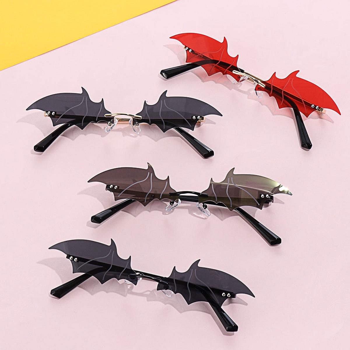 1PC Unisex Sunglasses Rimless Retro Bat Shape True Film Sun Glasses UV400 Trending Narrow Eyewear Streetwear  Accessories