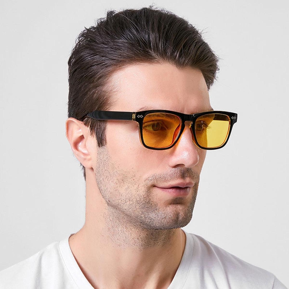 2022 Rectangle Sunglasses Men  Vintage Square Sun Glasses Women Trendy Red  Yellow Lens Cool UV400 Shades Ocean Sunglass