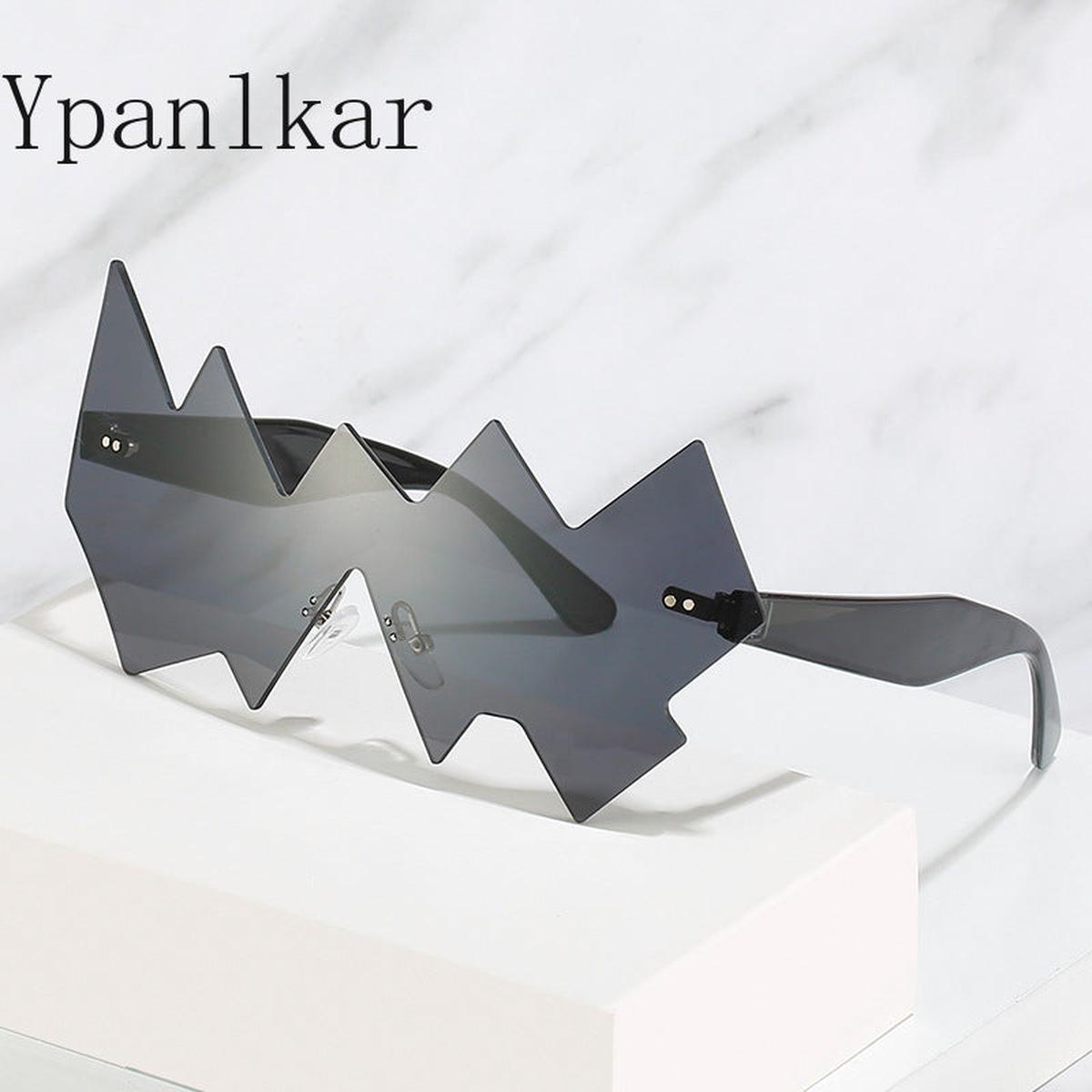 2023 Funny Wave Party Sunglasses Women Oversized One Piece Sun Glasses Female Rimless Shades Men Oculos De Sol