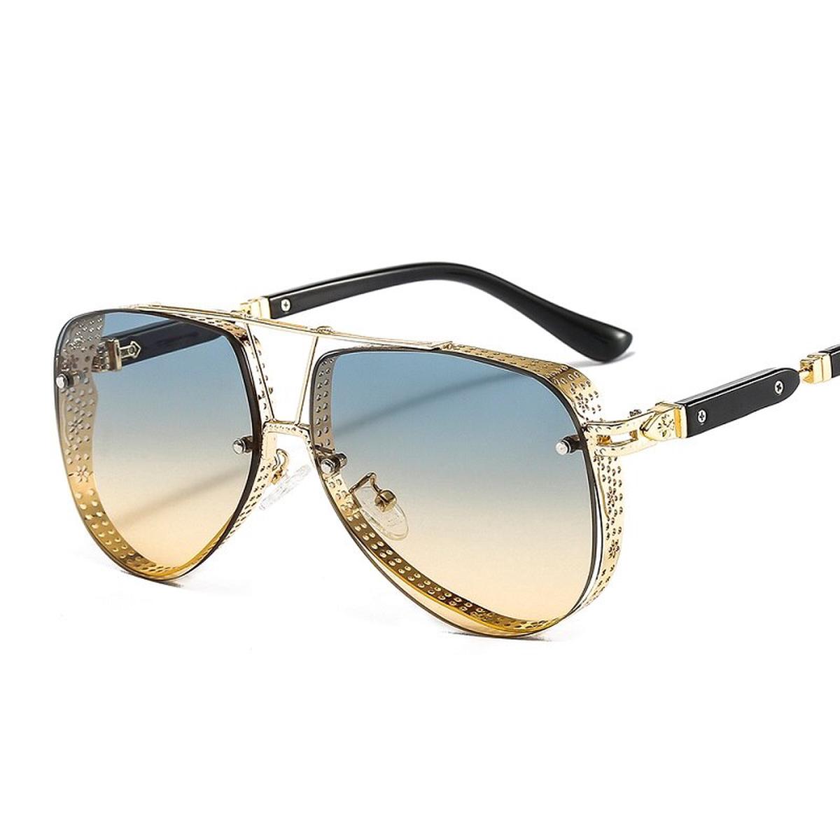 2023 Hollow Pattern Oval Sunglasses Men Women  Trend Brand Designer Metal Alloy Frame All Fitness Sun Glasses UV400