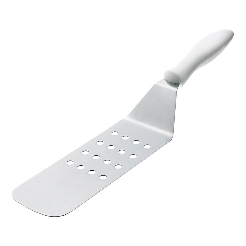 Browne Perforated Turner, 3" x 8" Blade, White Handle