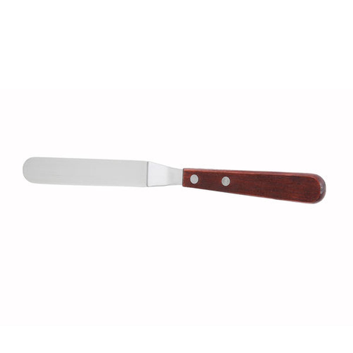 Winco TOS-4 Offset Spatula with Wooden Handle, 3-3/8" x 3/4" Blade
