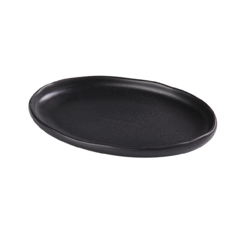 Yanco NB-208 8-1/8 Inch Oval Plate Dishwasher Oven Microwave Safe Porcelain Black