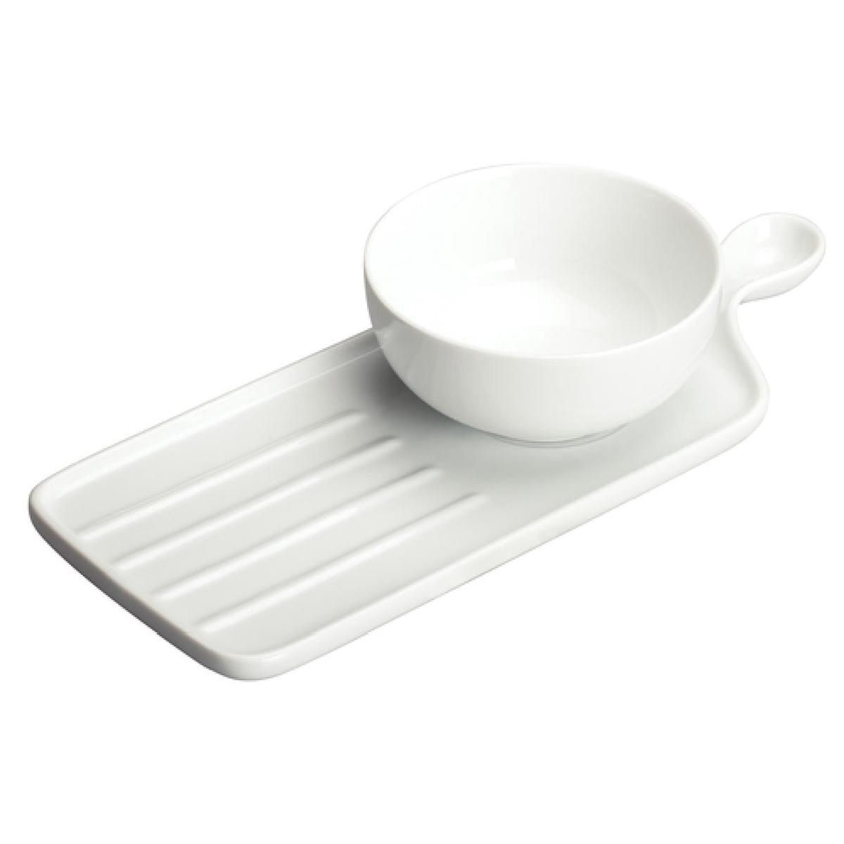 Winco WDP016-103 11-5/8 Inch Sandwich Plate and 9 Oz Round Soup Cup Porcelain