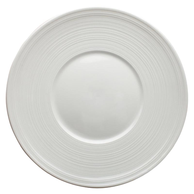 Winco WDP022-107 9 Inch Diameter Porcelain Round Plate with Wide Rim