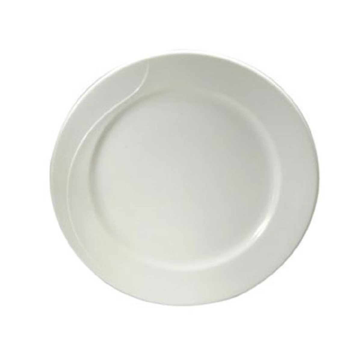 1880 Hospitality F1100000117 6-14 Inch Diameter White Plate Bone China Mid Rim Asymmetric Embossed Design