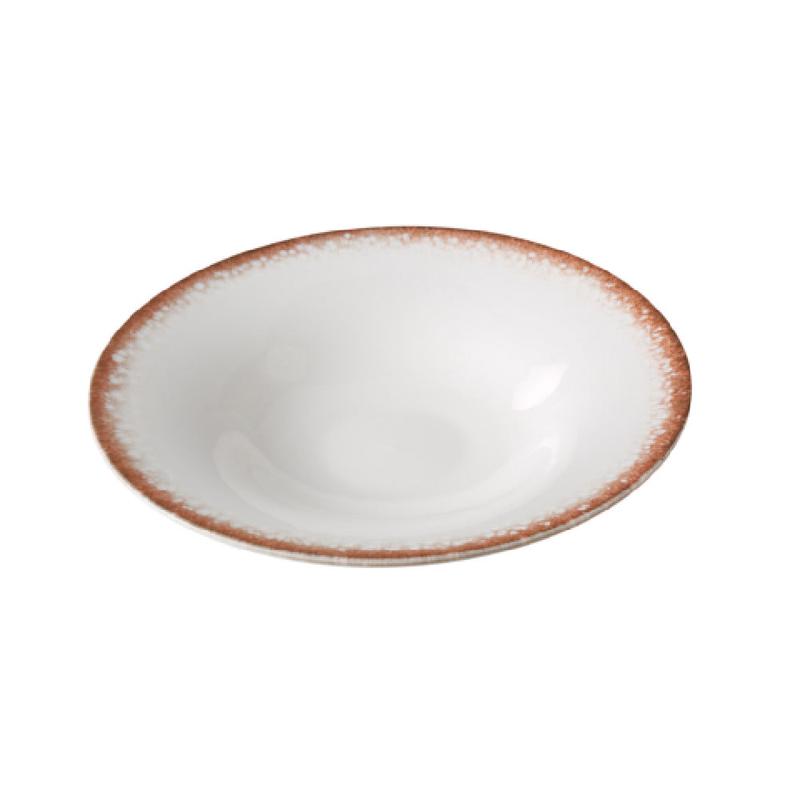 Yanco PR-412 30 Oz Porto Salad Plate 11 3/4 Inch Round China White and Brown Pack of 12