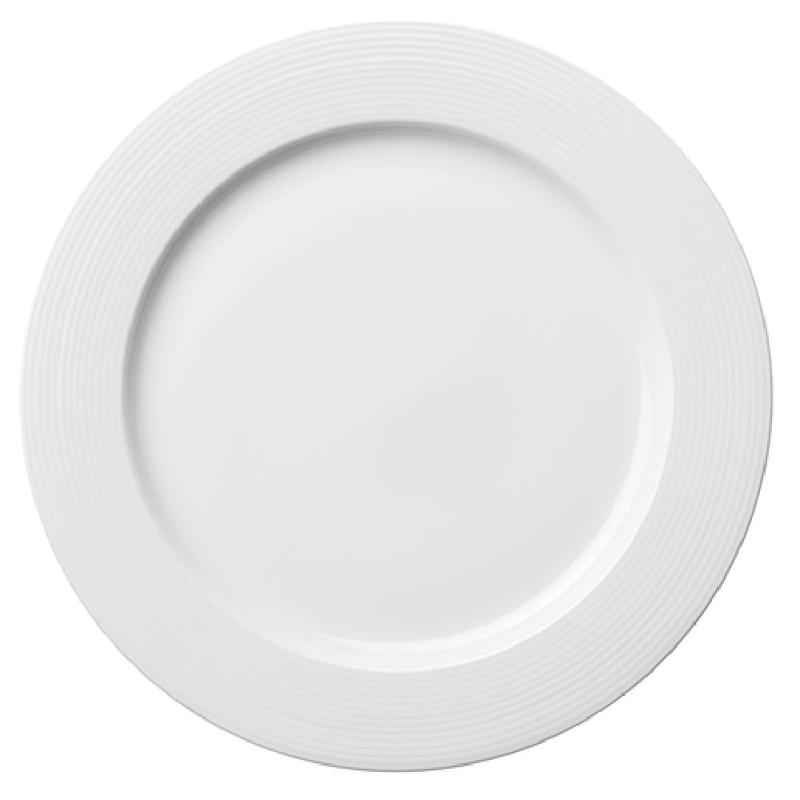 1880 Hospitality L6600000152 10-5/8 Inch Diameter Round Plate Porcelain Medium Embossed Rim
