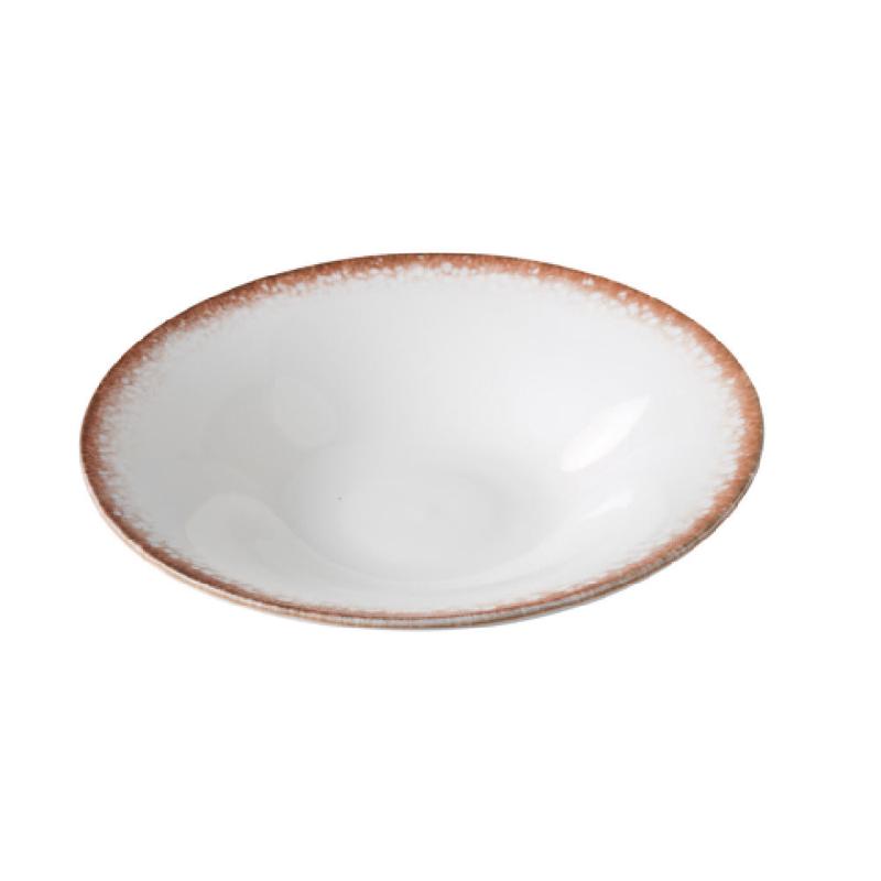 Yanco PR-410 22 Oz Porto Soup Salad Plate 10 1/4 Inch China White and Brown