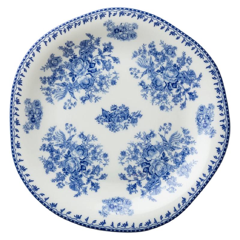 1880 Hospitality L6703061152 10 Inch Round Plate Porcelain Blue Floral Glazed