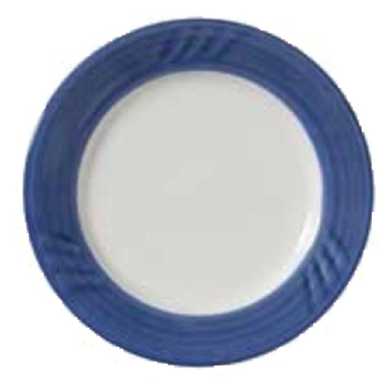 Vertex China SAU-9-B 9-3/4 Inch Diameter Round Plate Sculpted Lines Blueberry