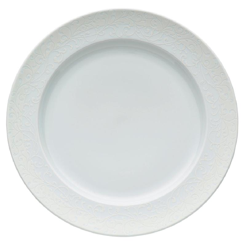 1880 Hospitality L5803050162 11 Inch Dia Plate Round Wide Rim Porcelain Embossed Paisley
