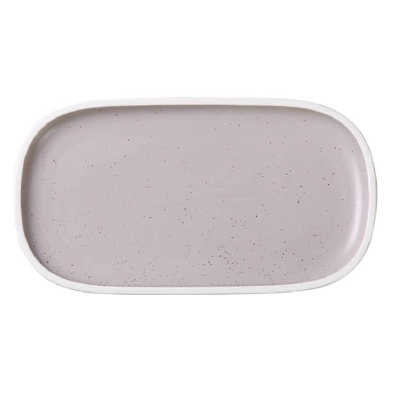 Yanco DM-312 12 Inch Rectangular Plate Porcelain Matte Lavender with Speckles