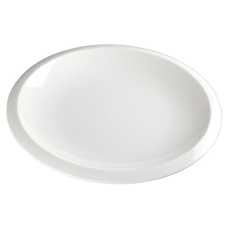 Winco WDP006-203 12-1/2 Inch Oval Plate Dishwasher Safe Porcelain Creamy White