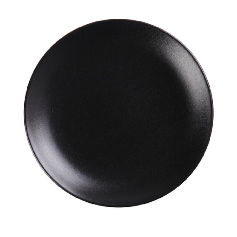 Yanco NB-312 12-1/2 Inch Diameter Coupe Plate Rolled Edge Porcelain Black