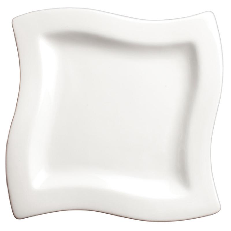 Winco WDP011-101 6 Inch Square Plate Medium Rim Dishwasher Safe Porcelain