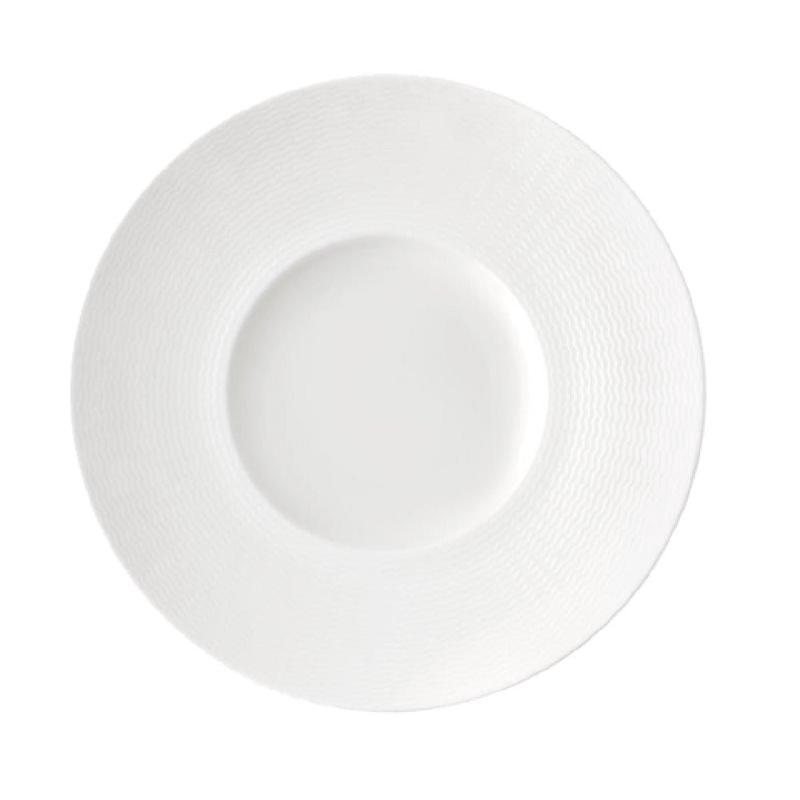 1880 Hospitality L5600000140D 9-1/4 Inch Round Plate Deep Embossed Rim Porcelain