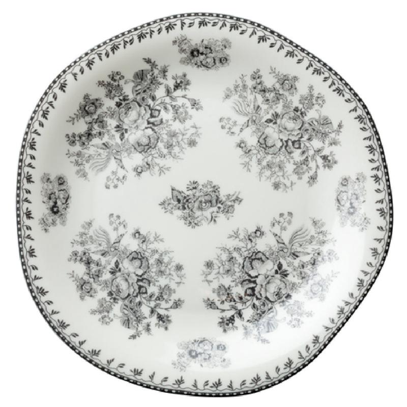 1880 Hospitality L6703068152 10-1/2 Inch Irregular Round Plate Grey Floral Porcelain