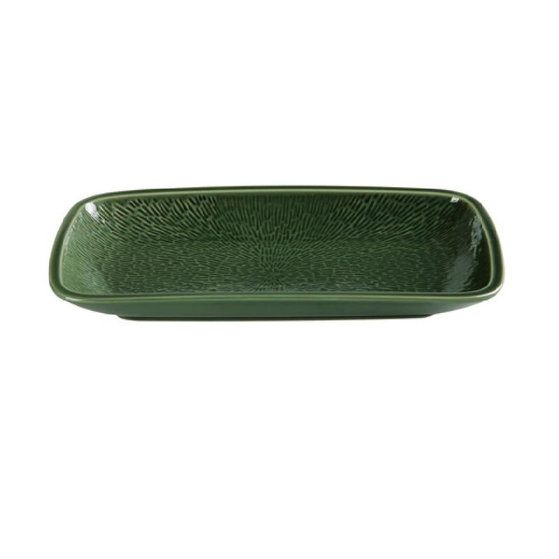 Yanco GG-510 10 Inch Porcelain Green Gem Plate Coupe Rectangular Rolled Edge