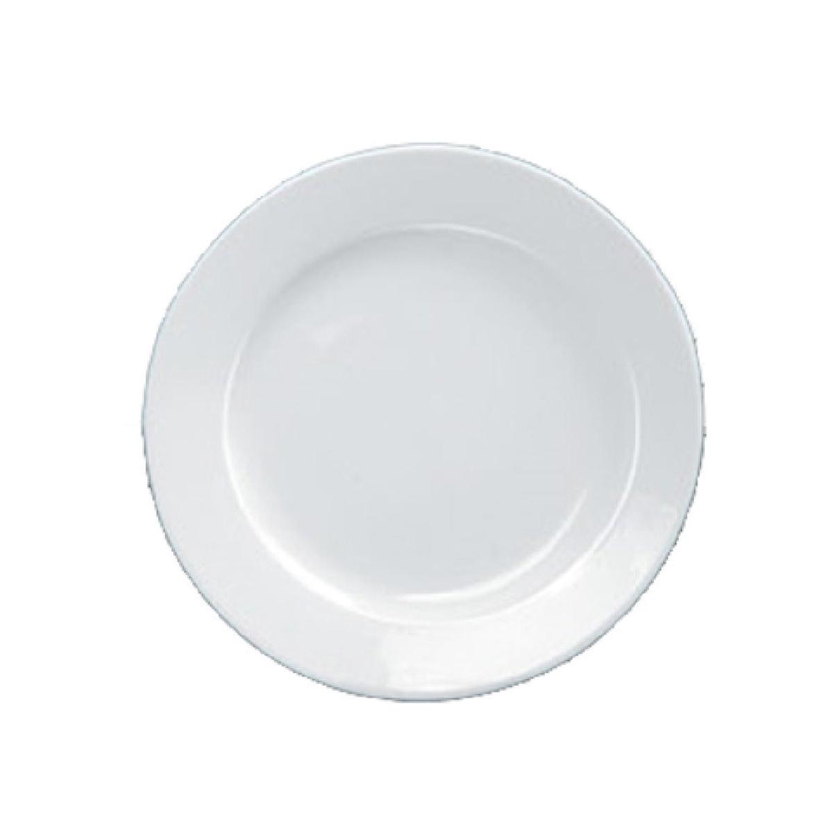 Yanco AC-8 9 Inch Diameter Round Plate Porcelain Rolled Edge Wide Rim Case